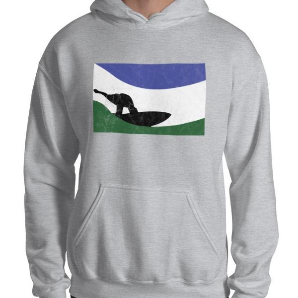 Surf Cascadia - pacific northwest surf inspired design from RUNSTOUT. Comfortable hoodie in grey or black.