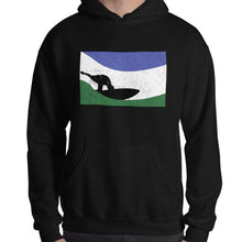 Surf Cascadia - pacific northwest surf inspired design from RUNSTOUT. Comfortable hoodie in grey or black.